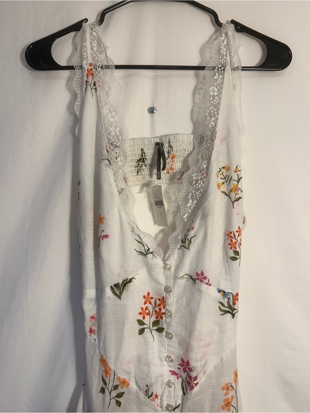 Anthropologie White Floral Lace-Trim Maxi Dress - Picture 2 of 7